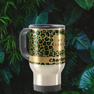 Emerald green gold leopard cheetah business coffee mug