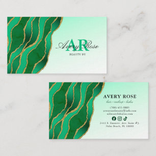 Emerald Green Gold Marble Agate Beauty Business Card