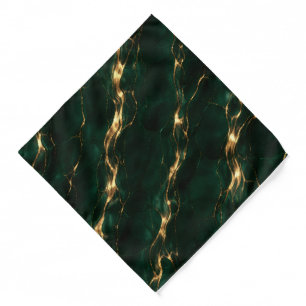 Emerald Green & Gold Marble Bandana