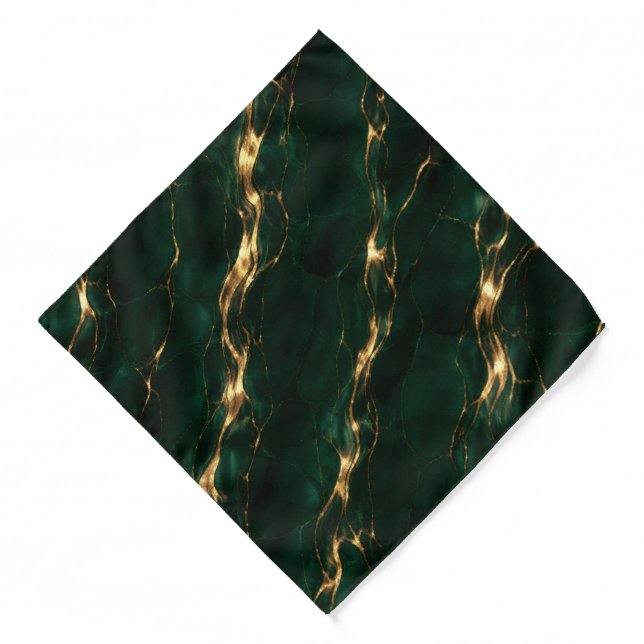 Emerald Green & Gold Marble Bandana (Front)