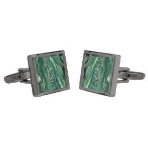 Emerald Green Gold Marble Cufflinks