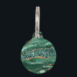 Emerald Green Gold Marble Custom Name Pet ID Tag<br><div class="desc">Pet ID Tags with Agate Green Gold Glitter Geode Marble Custom Name Emerald Sparkle Personalized Birthday - Anniversary or Wedding Gift / Suppliest - Add Your Name - Text or Remove - Make Your Special Pet ID Tag Gift - Resize and move or remove and add text / elements with...</div>