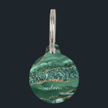Emerald Green Gold Marble Custom Name Pet ID Tag<br><div class="desc">Pet ID Tags with Agate Green Gold Glitter Geode Marble Custom Name Emerald Sparkle Personalized Birthday - Anniversary or Wedding Gift / Suppliest - Add Your Name - Text or Remove - Make Your Special Pet ID Tag Gift - Resize and move or remove and add text / elements with...</div>