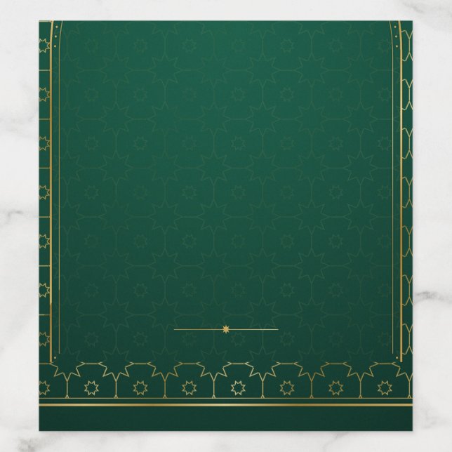 Emerald Green Gold Mihrab Geometric Star Pattern Envelope Liner (Design)