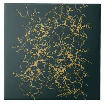 Emerald Green Gold Modern Abstract  Ceramic Tile by Flissitations at Zazzle