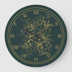 Emerald Green Gold Modern Abstract Large Clock