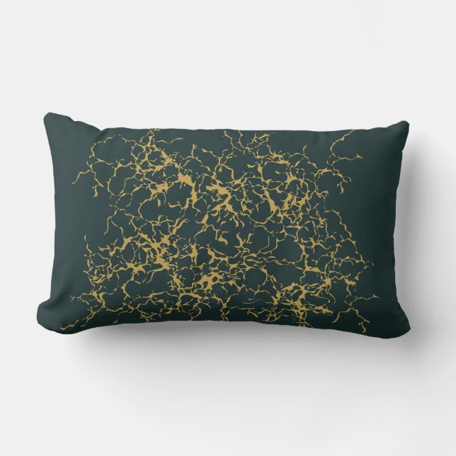 Emerald Green Gold Modern Abstract  Lumbar Pillow (Front)