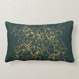 Emerald Green Gold Modern Abstract Lumbar Pillow