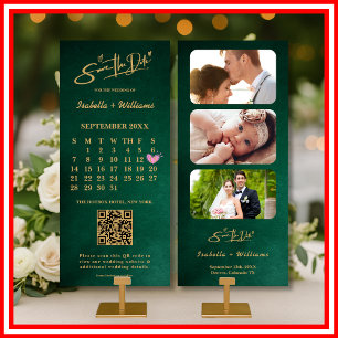 Emerald Green & Gold Modern Elegant Save The Date