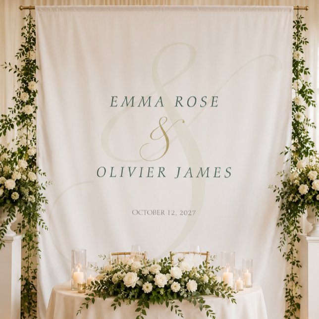 Emerald Green Gold Monogram Wedding Backdrop (Emerald Green Gold Monogram Wedding Backdrop)