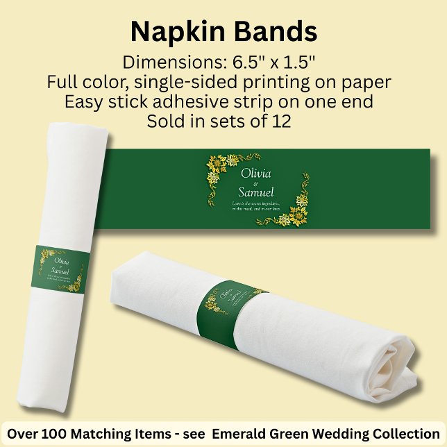 Emerald Green & Gold Napkin Bands (Creator Uploaded)