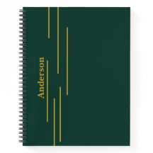 Emerald Green Gold Personalized Notebook