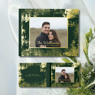 Emerald Green Gold Photo Guest Book Foil Guestbook