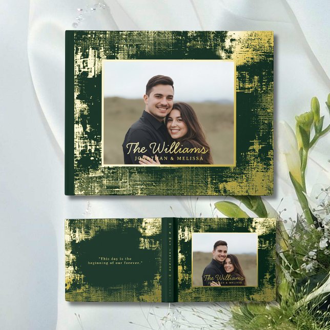 Emerald Green Gold Photo Guest Book Foil Guestbook (Creator Uploaded)