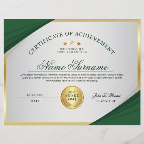 Emerald Green  Gold Professional Certificate