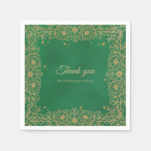 Emerald Green Gold Quinceañera Sweet 15 Napkins