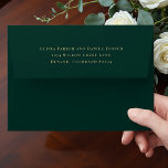 Emerald Green Gold Return Address Wedding Envelope<br><div class="desc">Complete your wedding suite with this elegant emerald green and gold return address envelope. Featuring a rich jewel green tone paired with refined gold typography, this envelope adds a luxurious finishing touch to your invitation set. Perfect for pairing with matching Save the Dates, Invitations, RSVP cards, and Details cards. Fully...</div>