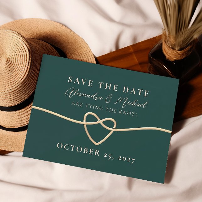 Emerald Green Gold Rope Heart Save The Date (Creator Uploaded)