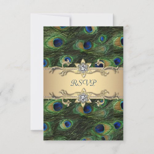 Emerald Green Gold Royal Indian Peacock RSVP