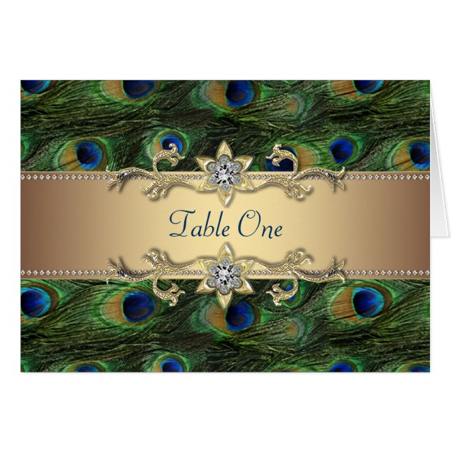 Emerald Green Gold Royal Indian Peacock Wedding Cards (Front Horizontal)