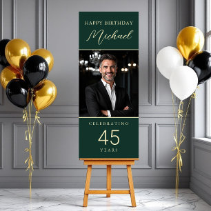 Emerald Green Gold Script Birthday Photo Any Age Foam Board
