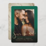 Emerald Green Gold Script & Marble Photo Overlay Save The Date