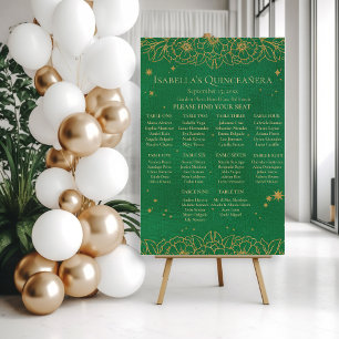 Emerald Green Gold Stardust Quinceañera Seating Foam Board