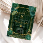 Emerald Green & Gold Sweet 16 Girl Birthday  Invitation<br><div class="desc">Emerald Green & Gold Sweet 16 Girl Birthday, 
Sweet 16 Girl Floral Birthday Party Invitation
Mis Quince 15 Anos,  16th Birthday.</div>
