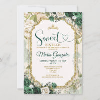 Emerald Green & Gold Sweet Sixteen Birthday Crown