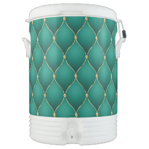 Emerald Green Gold Tufted Beverage Cooler