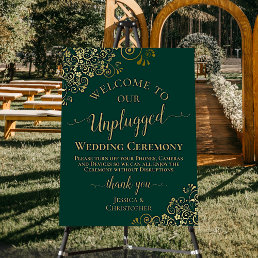 Emerald Green &amp; Gold Unplugged Wedding Ceremony Foam Board