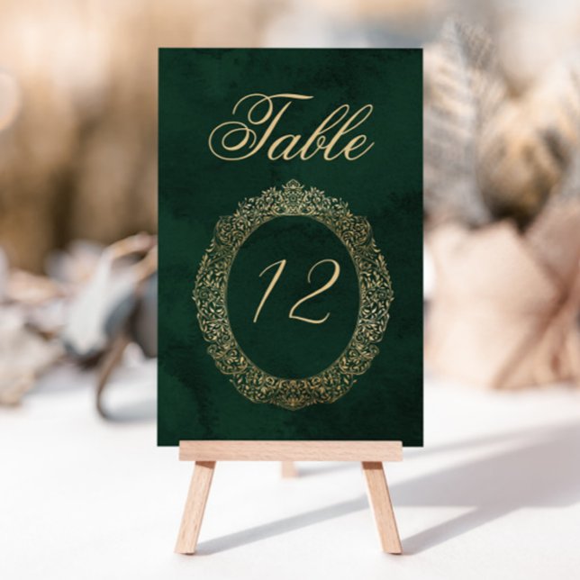 Emerald Green Gold Victorian Wedding table number (Creator Uploaded)