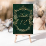 Emerald Green Gold Victorian Wedding table number