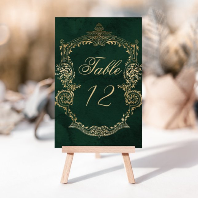 Emerald Green Gold Victorian Wedding table number (Creator Uploaded)