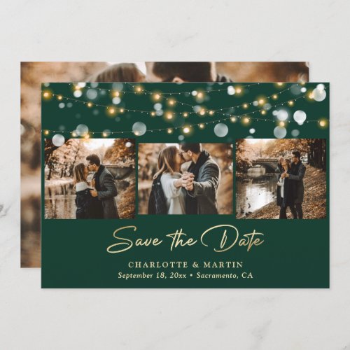 Emerald Green Gold Wedding 4 Photo Save The Date