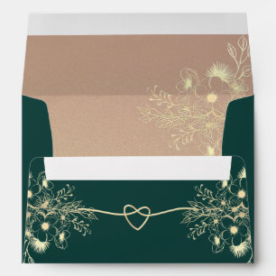 Emerald Green Gold Wedding Envelope