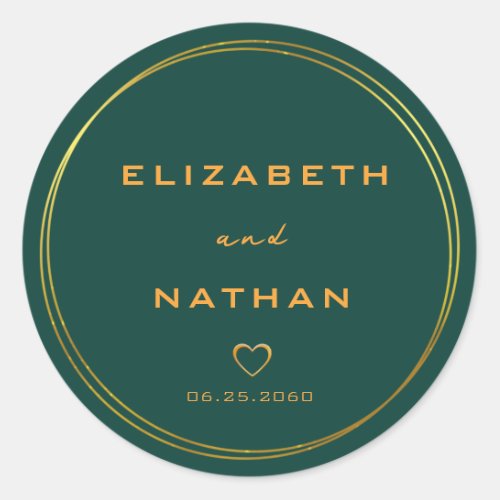 Emerald Green  Gold Wedding Envelope Seals