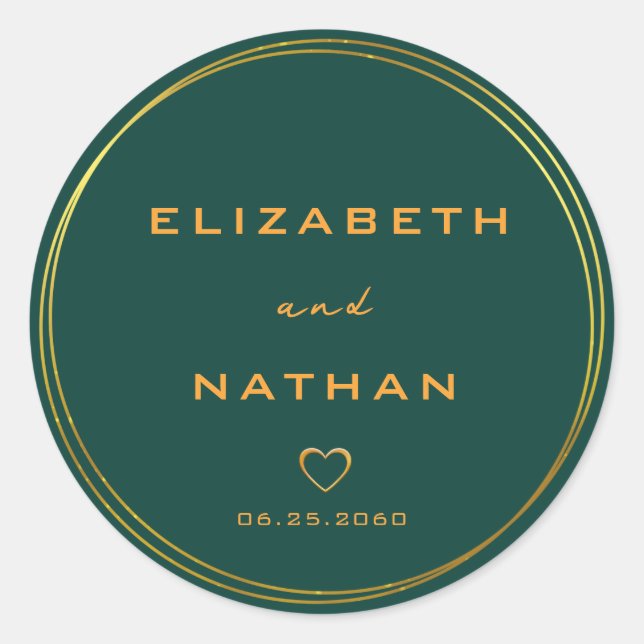 Emerald Green & Gold Wedding Envelope Seals (Front)