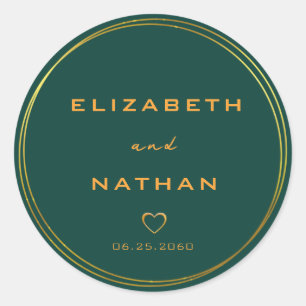 Emerald Green & Gold Wedding Envelope Seals