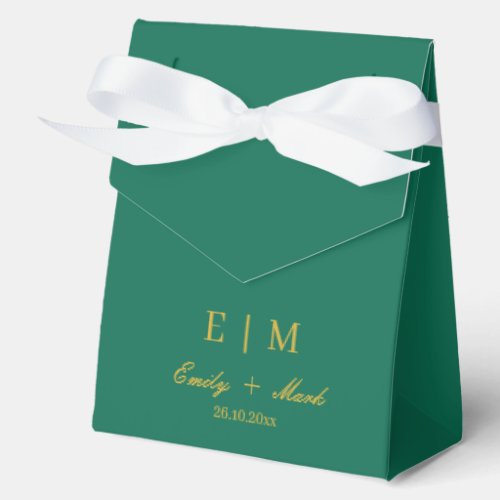 Emerald Green Gold Wedding Favor Box Custom