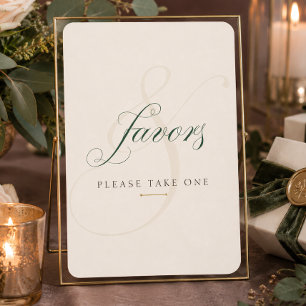 Emerald Green Gold Wedding Favors Tabletop Sign