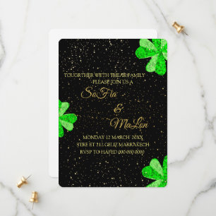 Emerald Green & Gold Wedding Invitation, Gold Foil Save The Date