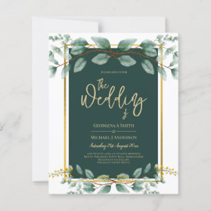 Emerald Green Gold Wedding Invitations Digital