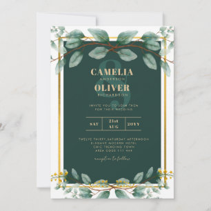 Emerald Green Gold Wedding Invitations Digital