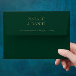 Emerald Green & Gold Wedding Return Address  Envelope