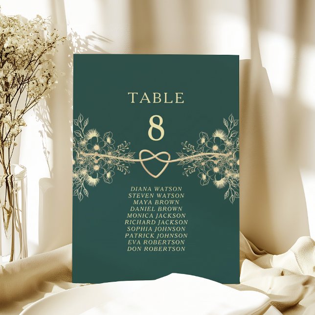 Emerald Green Gold Wedding Seating Chart (Creator Uploaded)