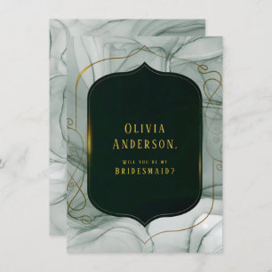 Emerald Green Gold Will You Be My Bridesmaid Invitation