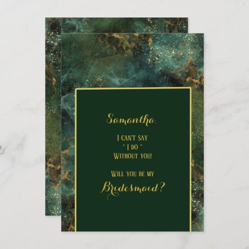  Emerald Green  Gold Will You Be My Bridesmaid Invitation
