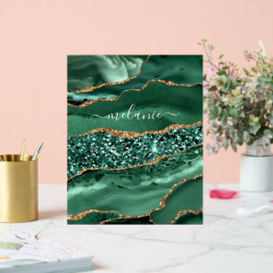 Emerald Green Gold Your Name Glitter Acrylic Sign