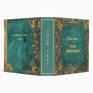 Emerald Green Gold Your name & Profession 3 Ring Binder